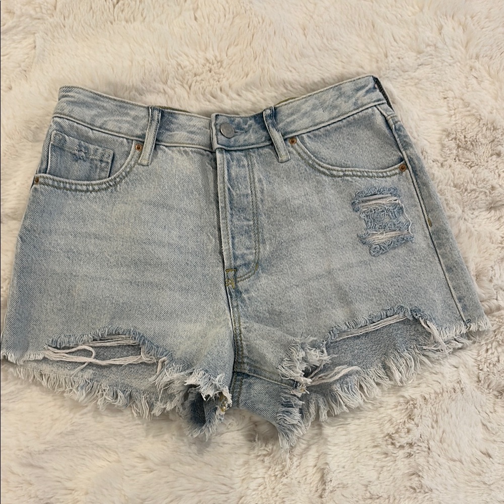 PacSun Blue Jean Shorts Distressed High-Waisted